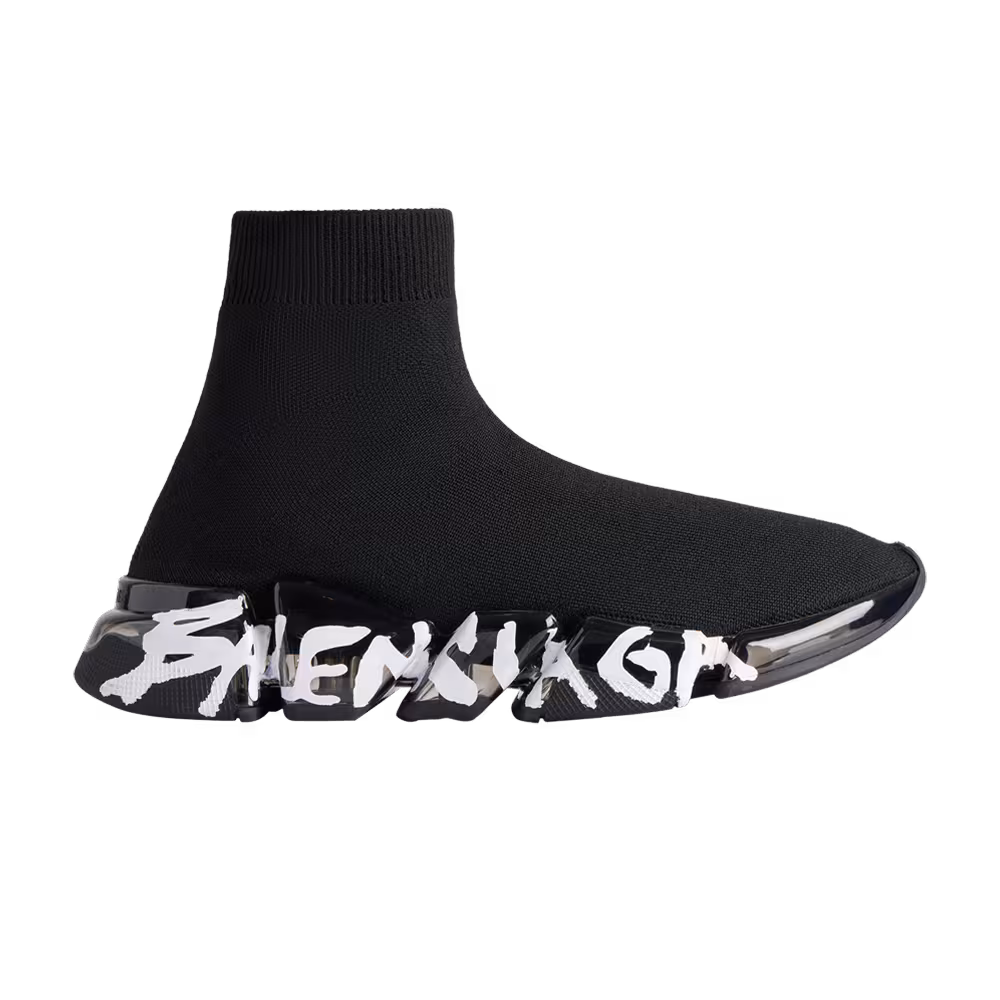 Balenciaga Speed 2.0 Sneaker Clear Sole - Black White Graffiti