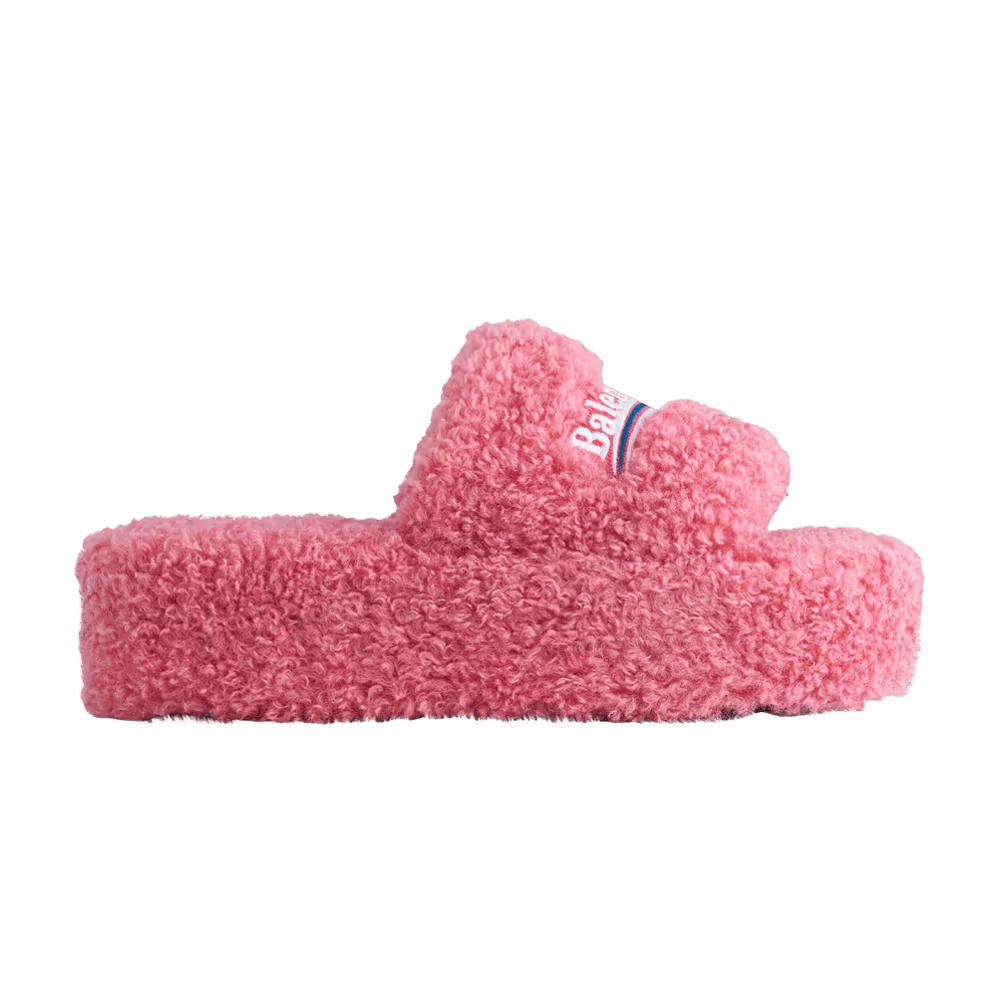 Balenciaga Women's Furry Platform Sandal Sweet Pink