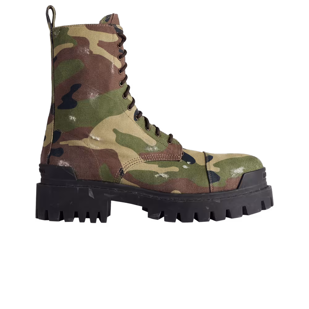 Balenciaga Strike 20mm Boot Dark Green Camo