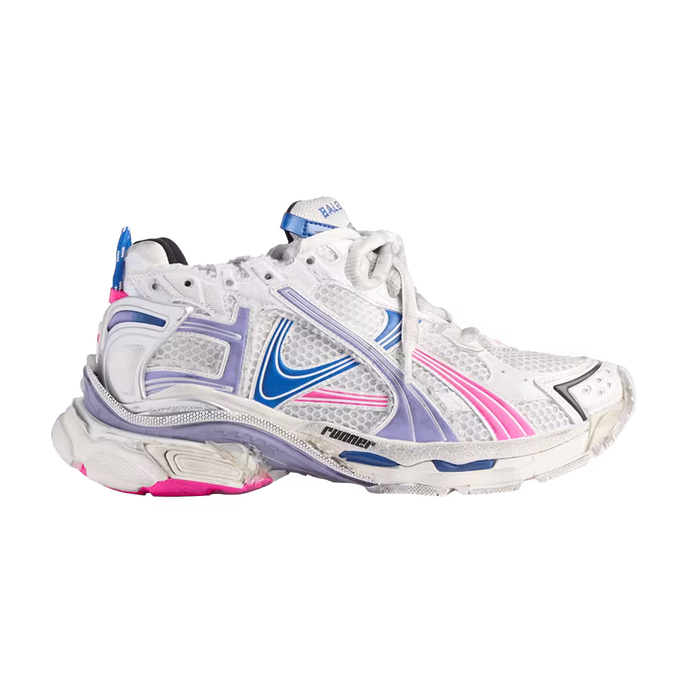 Balenciaga Women's Runner Sneaker Worn-Out - White Lilac Neon Pink