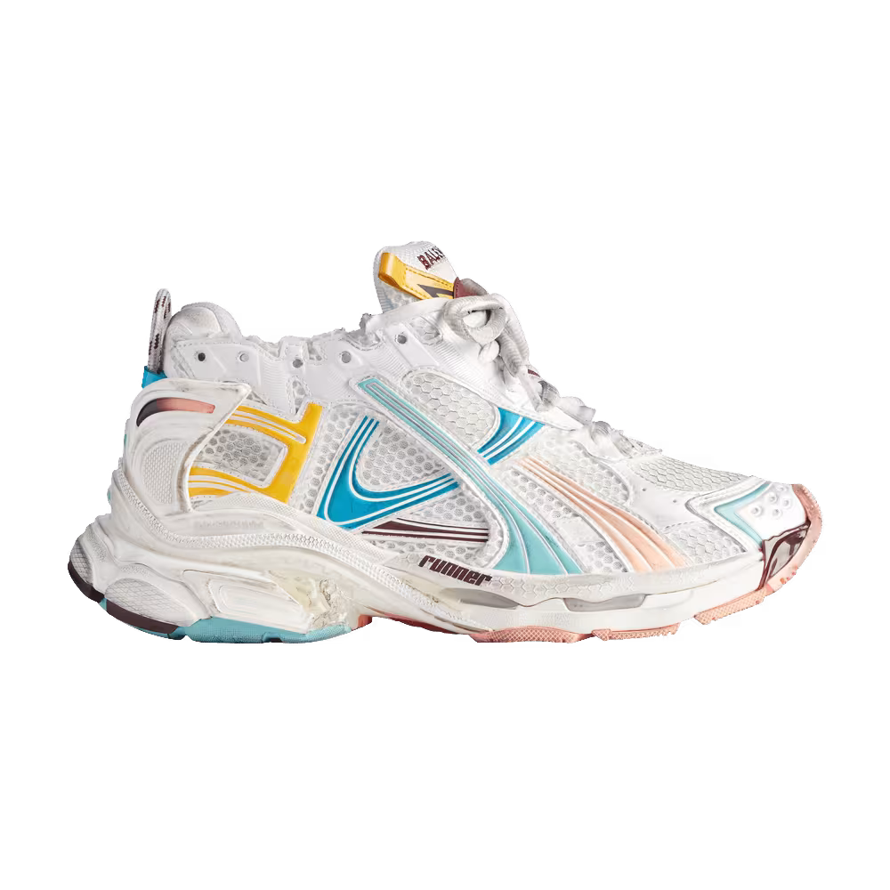 Balenciaga Women's Runner Sneaker Worn-Out - White Blue Pink