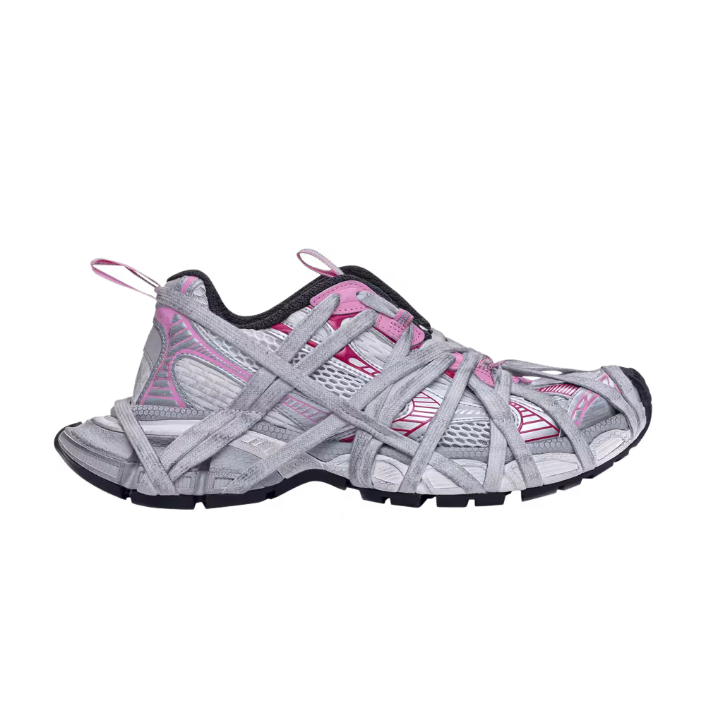 Balenciaga Women's 3XL Extreme Lace Sneaker Worn-Out - White Grey Pink