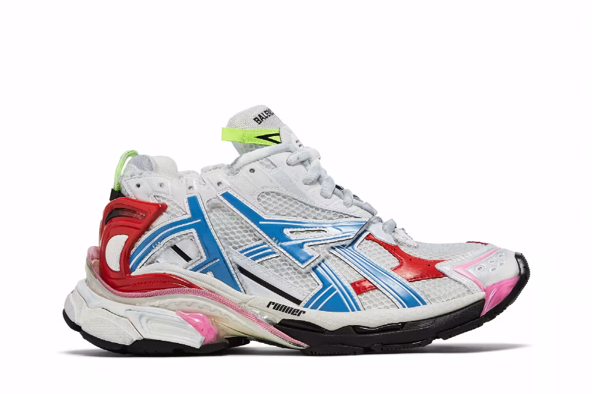 Balenciaga Runner Sneaker White Red Blue Pink, view 2
