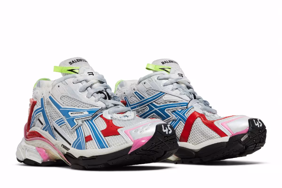 Balenciaga Runner Sneaker White Red Blue Pink, view 9
