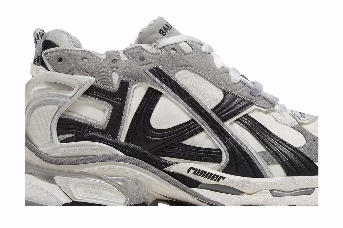 Balenciaga Runner Sneaker Worn-Out - Grey White Black, view 3