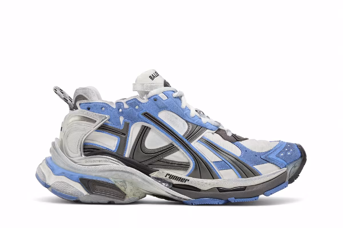 Balenciaga Runner Sneaker Worn-Out - Blue Grey, view 2