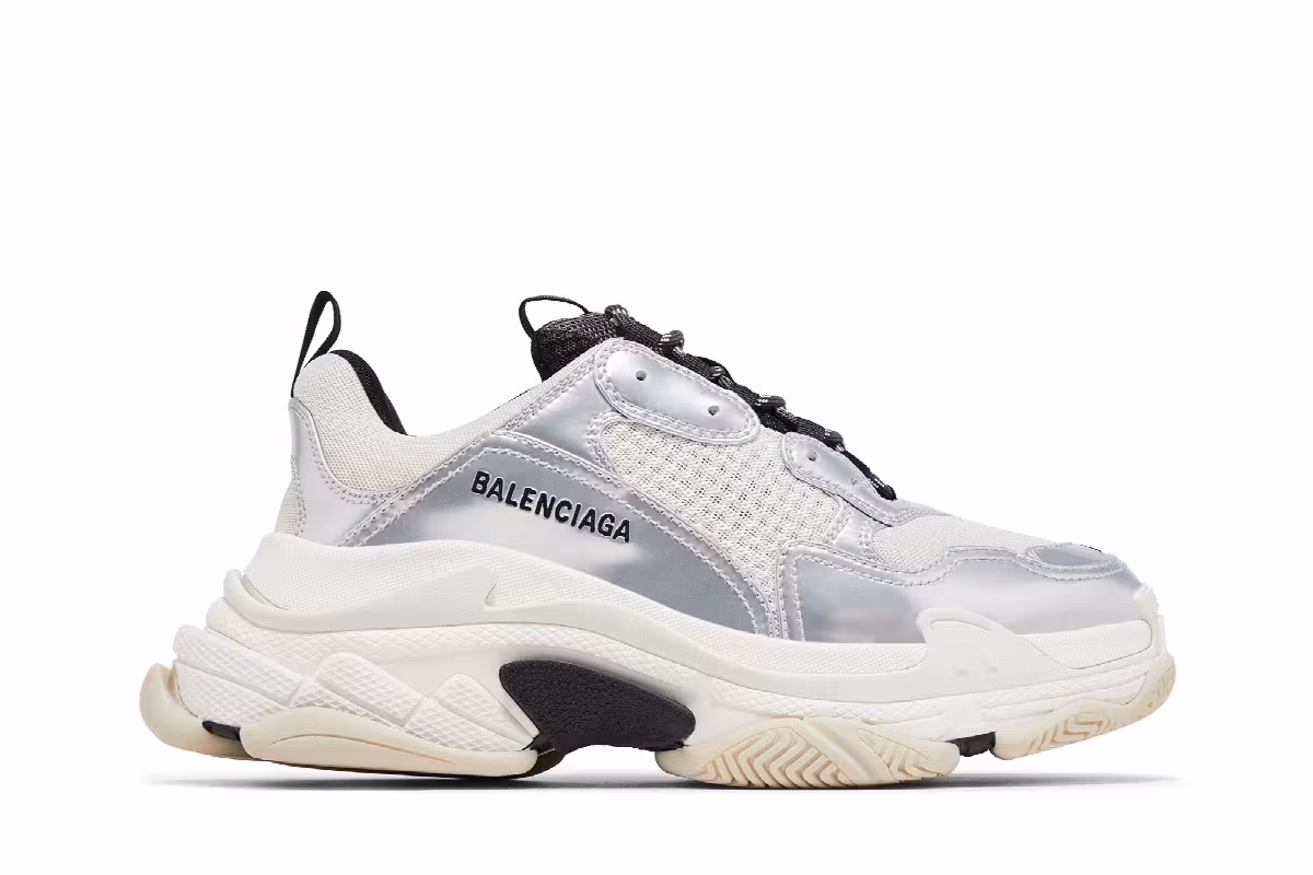 Balenciaga Triple S Sneaker Black White Silver, view 2