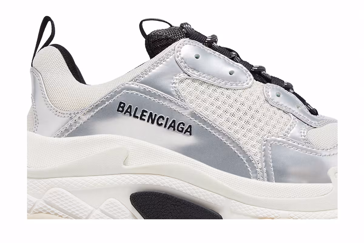 Balenciaga Triple S Sneaker Black White Silver, view 3