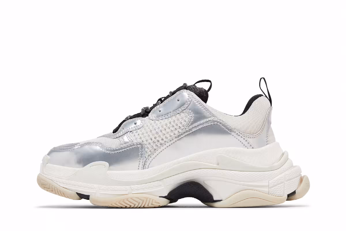 Balenciaga Triple S Sneaker Black White Silver, view 4
