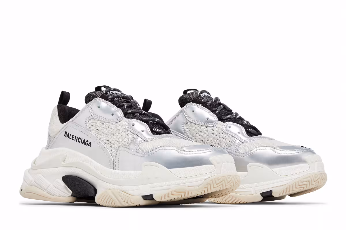 Balenciaga Triple S Sneaker Black White Silver, view 9
