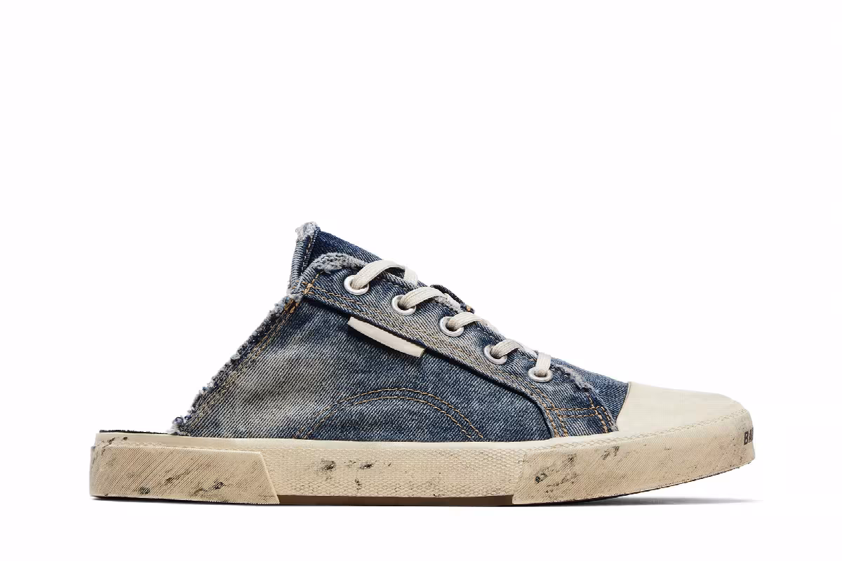 Balenciaga Paris Sneaker Mule Destroyed - Denim, view 2