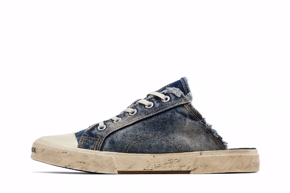 Balenciaga Paris Sneaker Mule Destroyed - Denim, view 4