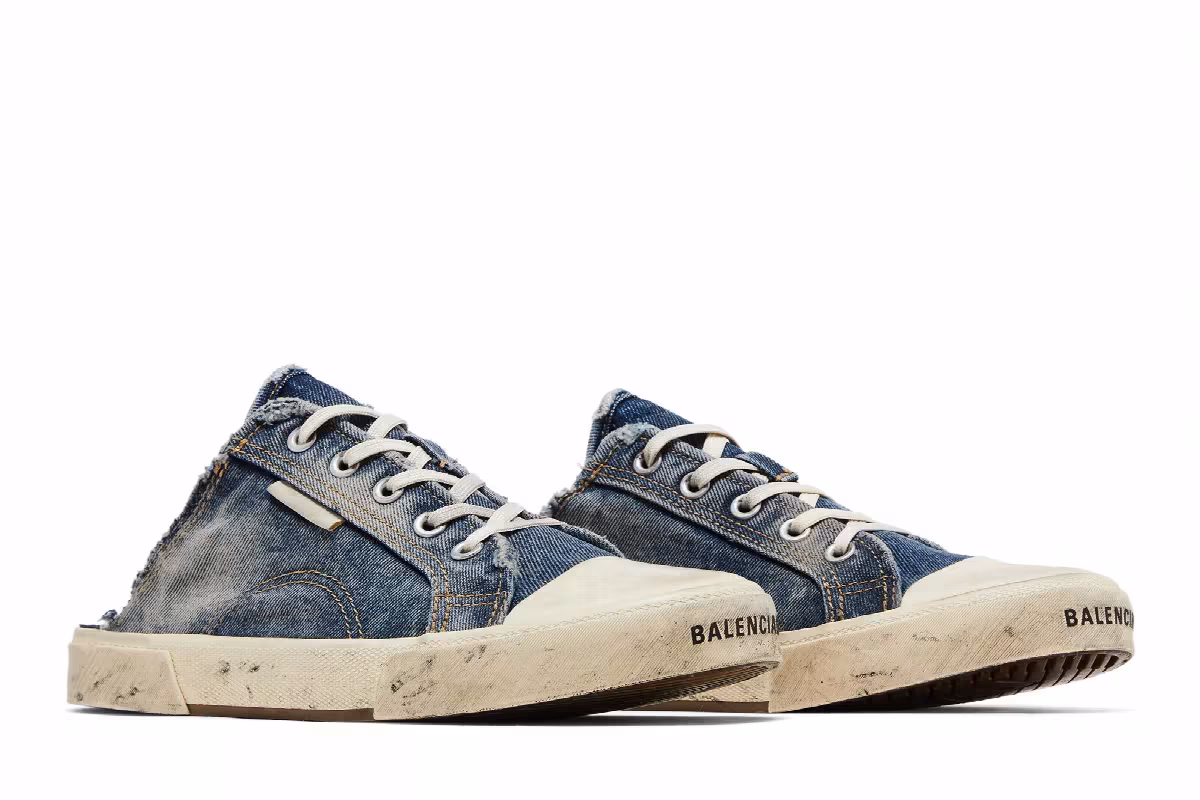 Balenciaga Paris Sneaker Mule Destroyed - Denim, view 9