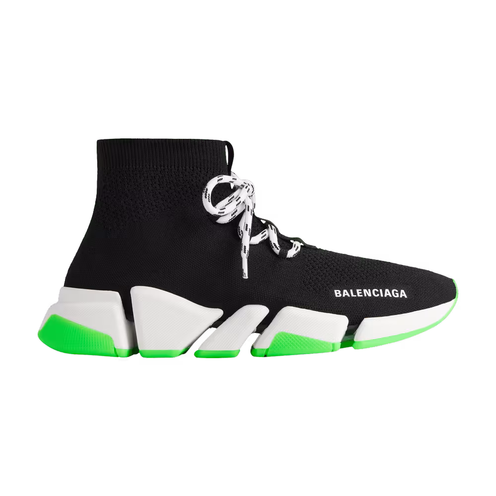 Balenciaga Speed 2.0 Lace-Up Sneaker Black White Neon Green