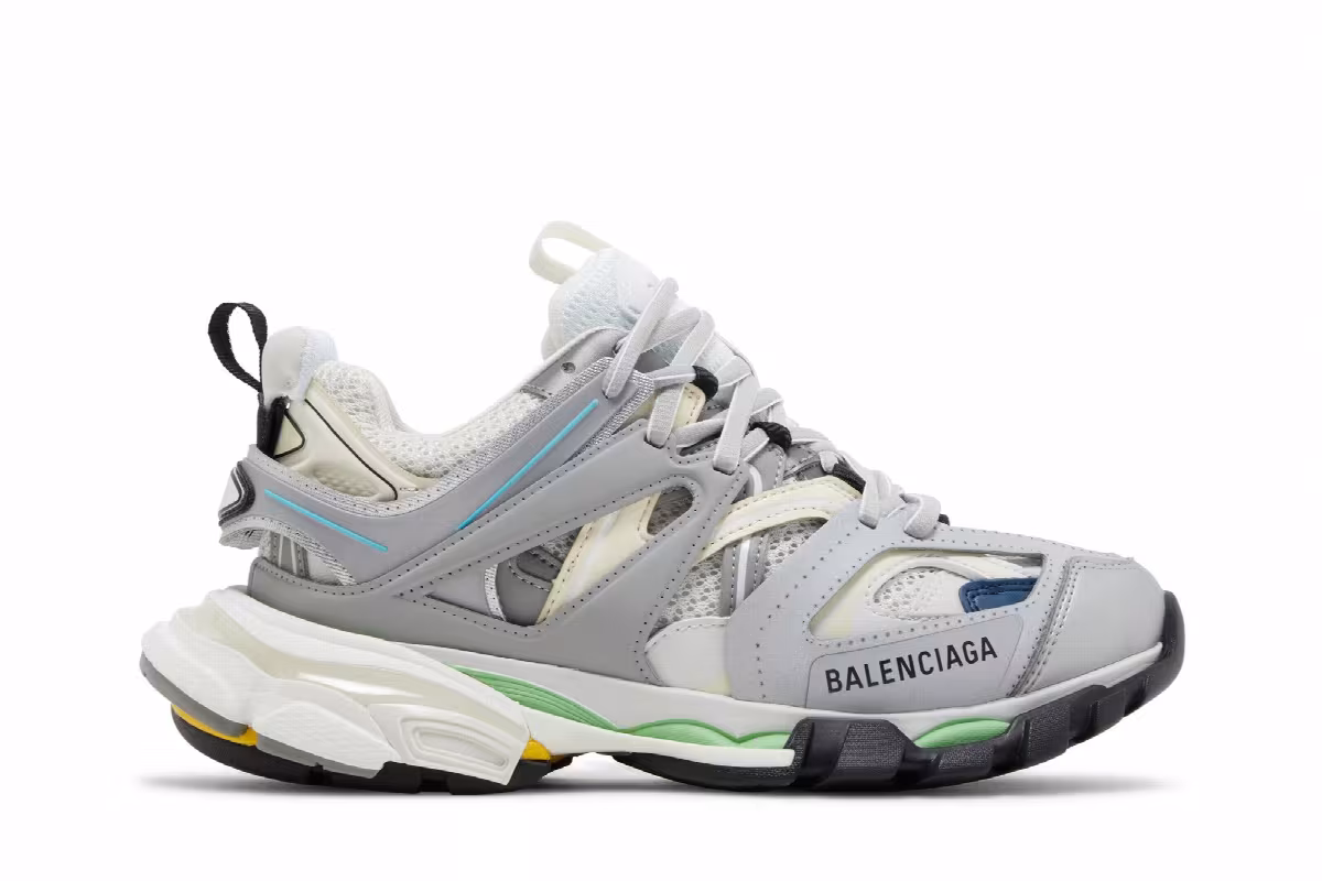 Balenciaga Women's Track Sneaker Grey Blue Green, view 2
