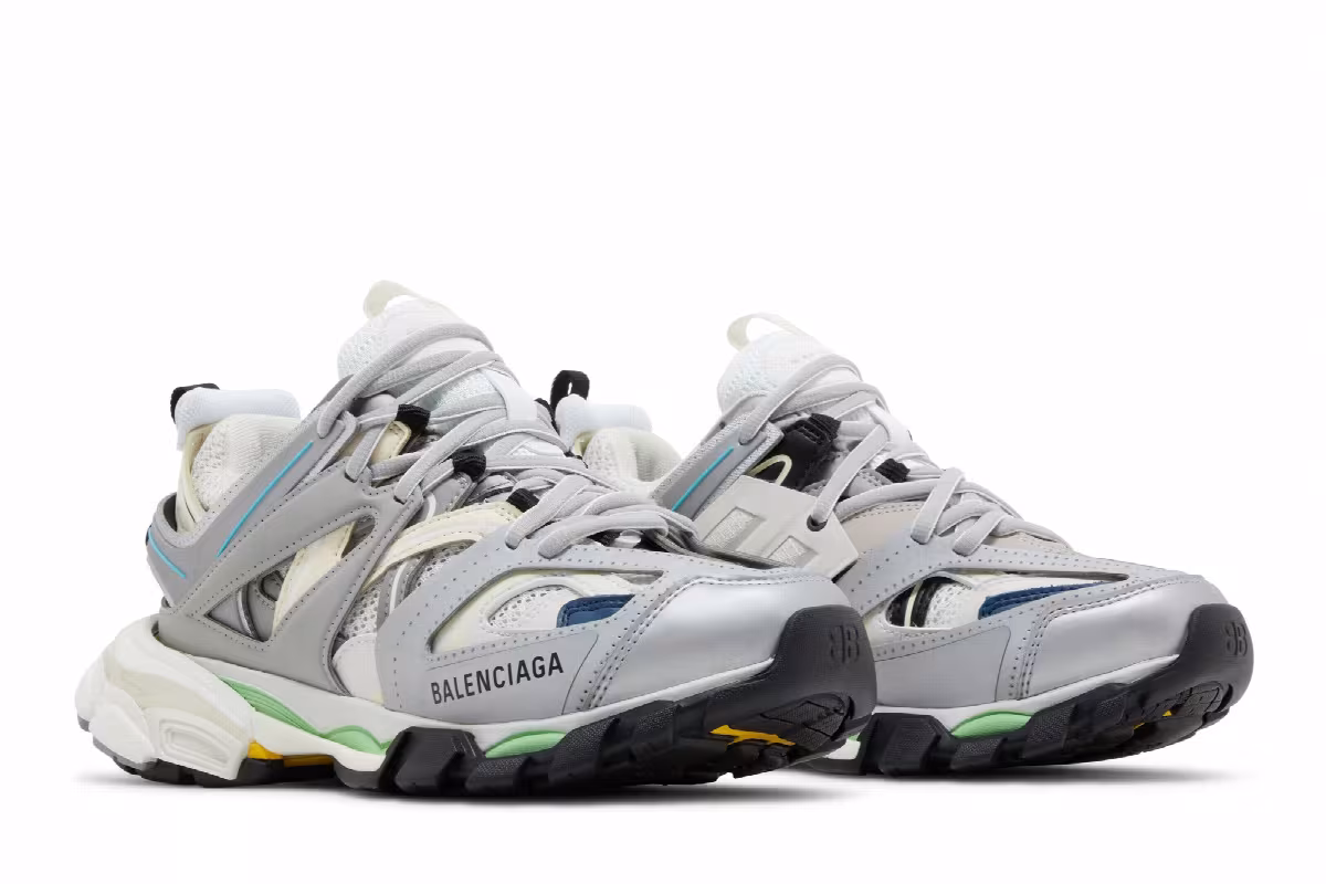 Balenciaga Women's Track Sneaker Grey Blue Green, view 9