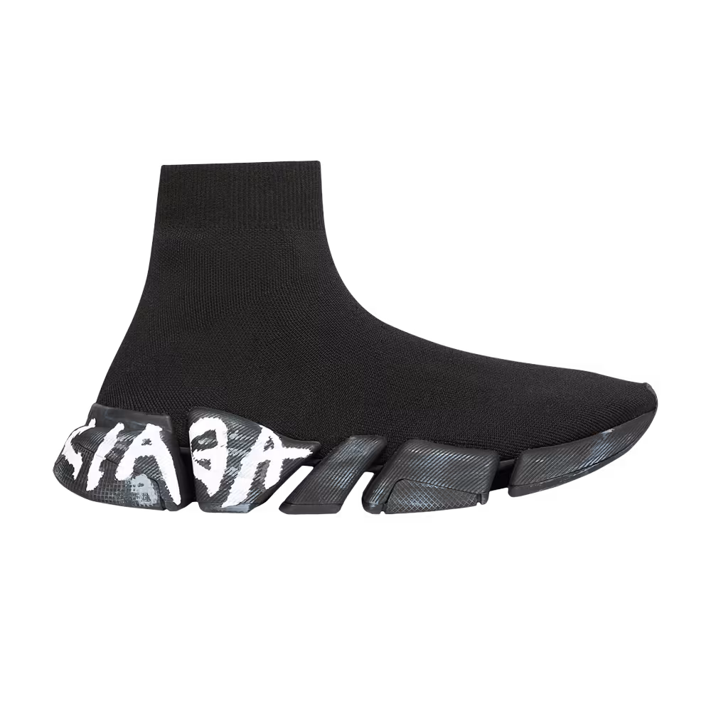 Balenciaga Speed 2.0 Sneaker Worn-Out Graffiti - Black White