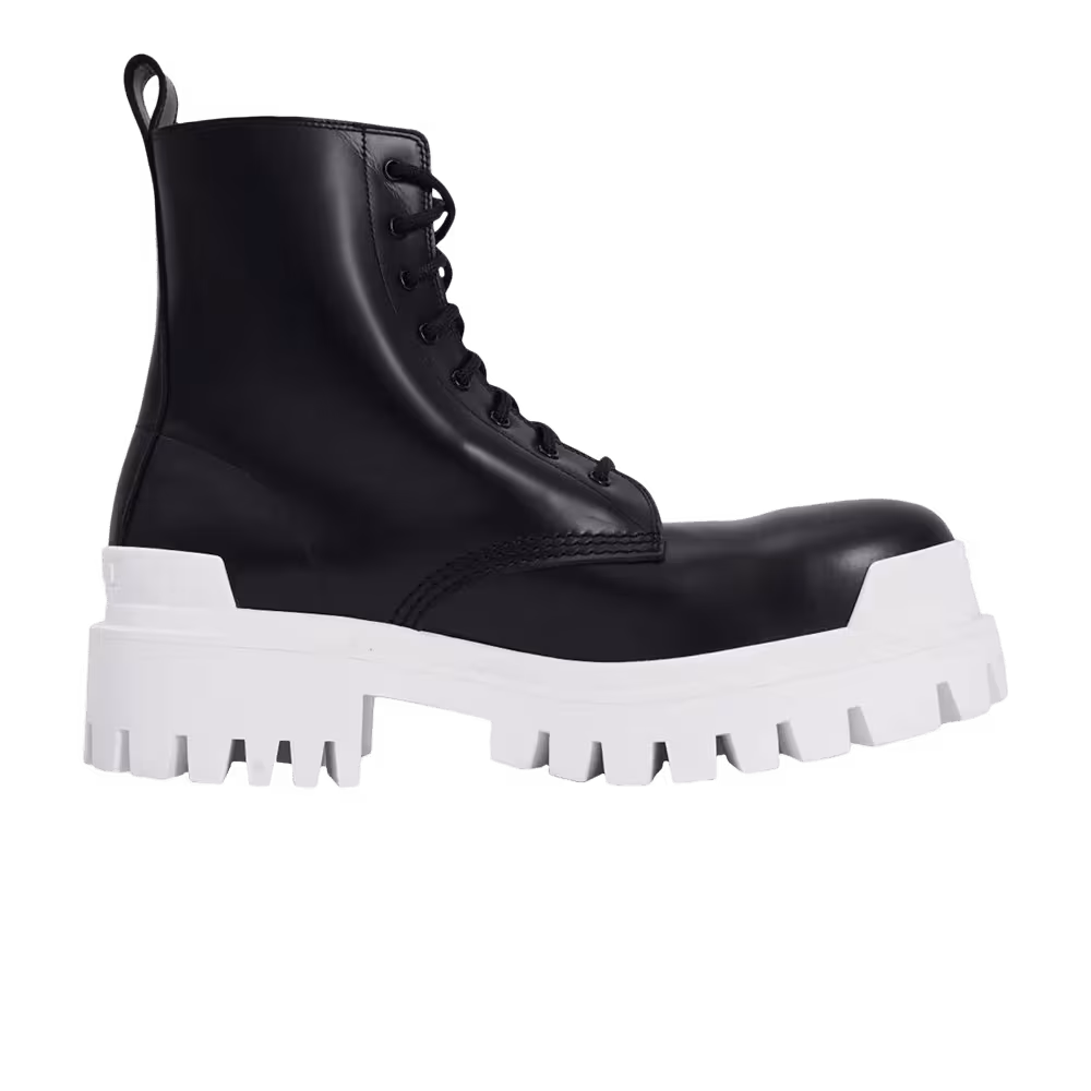 Balenciaga Women's Strike Lace-Up Boot Black White