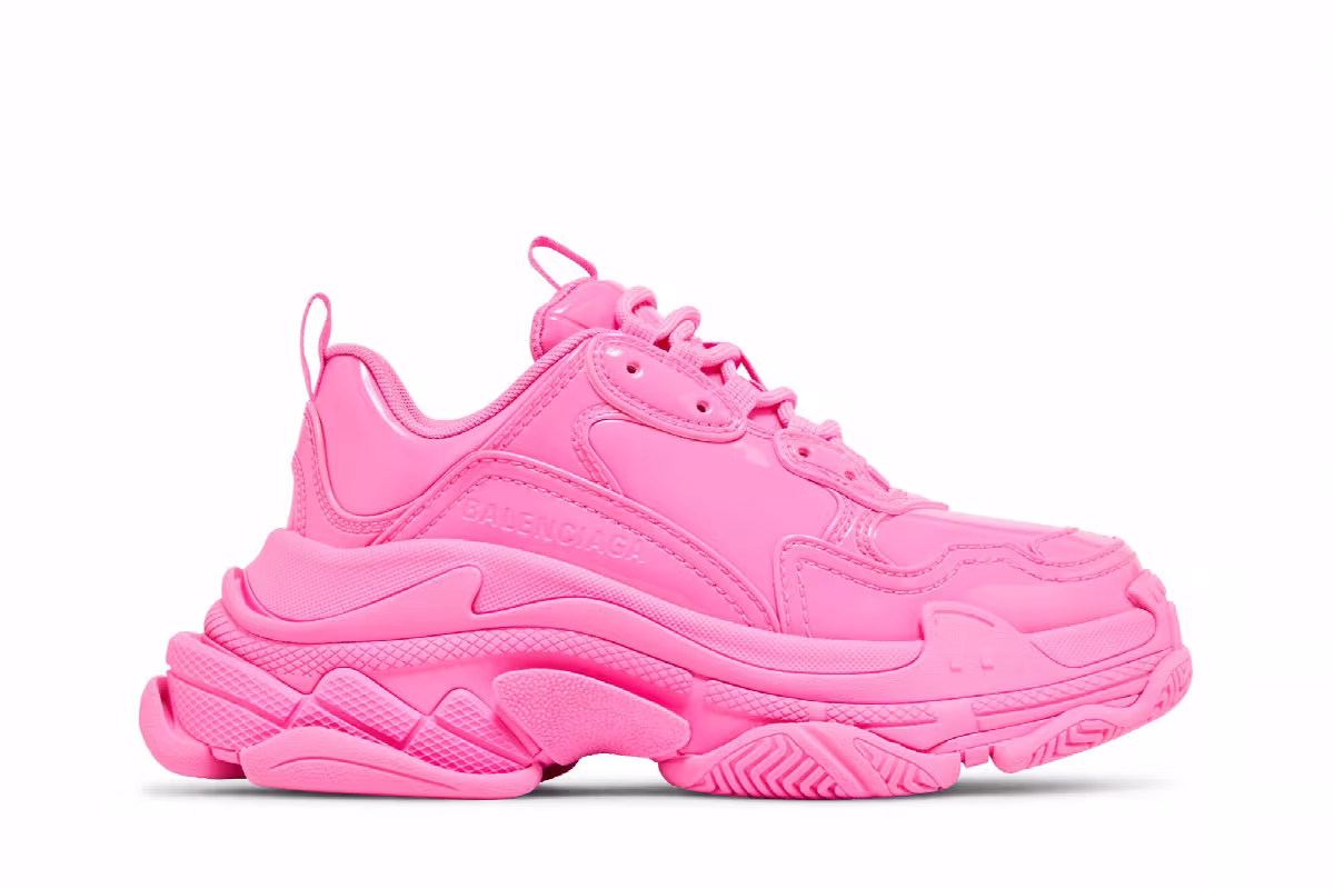 Balenciaga Women's Triple S Sneaker Pink Patent, view 2