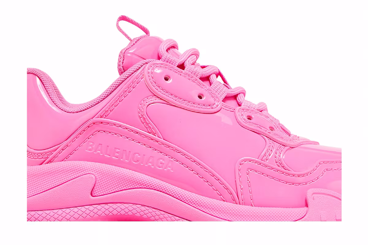 Balenciaga Women's Triple S Sneaker Pink Patent, view 3