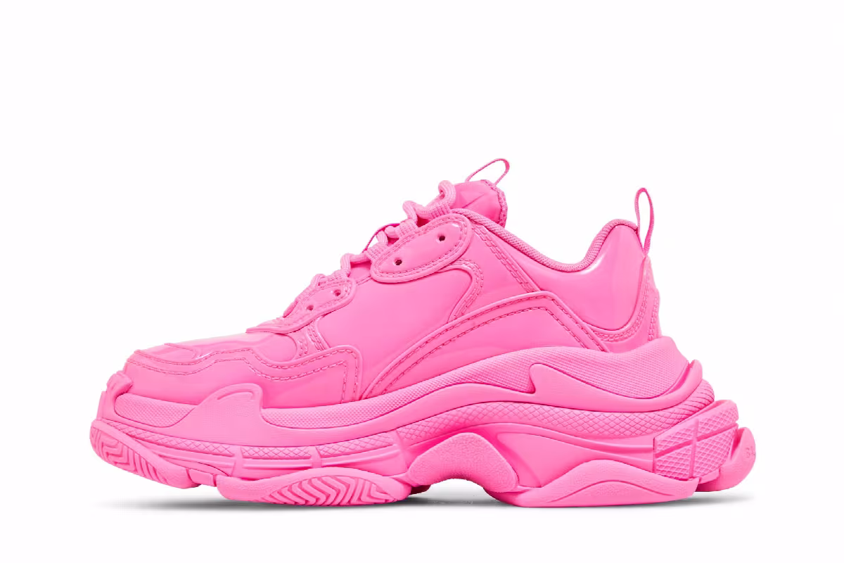 Balenciaga Women's Triple S Sneaker Pink Patent, view 4