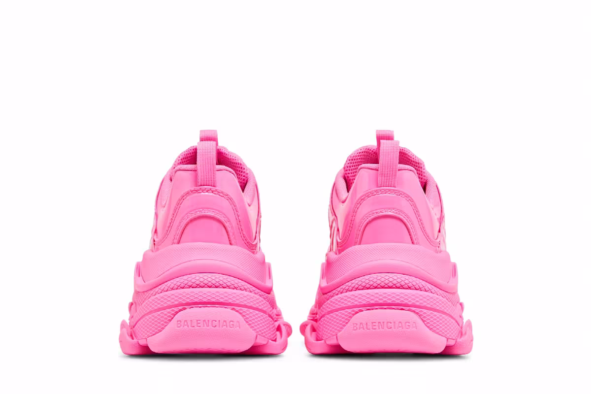 Balenciaga Women's Triple S Sneaker Pink Patent, view 7