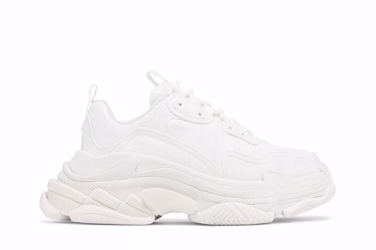 Balenciaga Women's Triple S Sneaker White Rubber, view 2