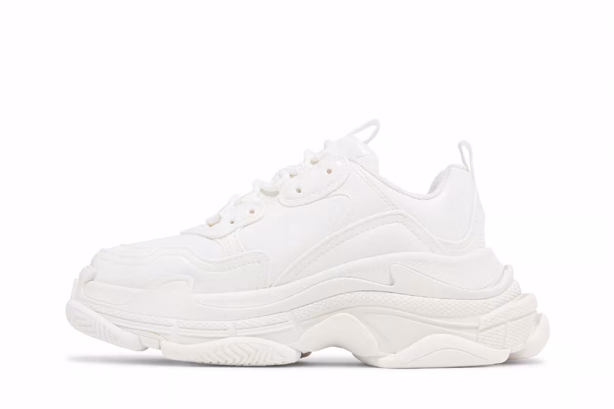 Balenciaga Women's Triple S Sneaker White Rubber, view 4
