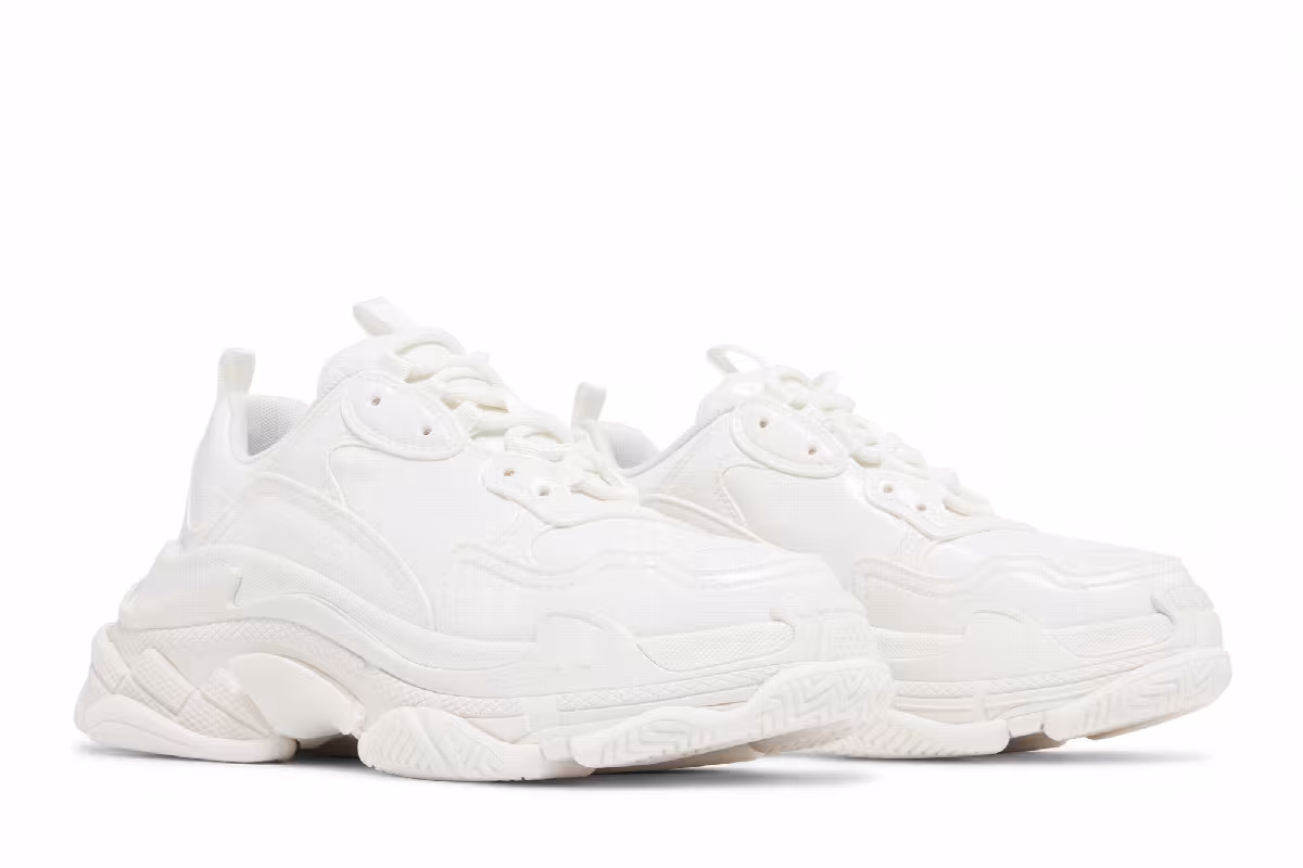 Balenciaga Women's Triple S Sneaker White Rubber, view 9