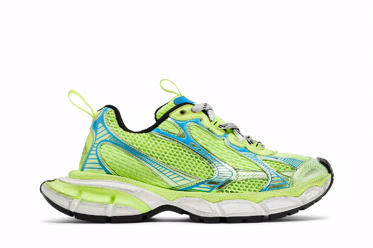 Balenciaga Women's 3XL Sneaker Worn-Out - Fluo Yellow, view 2