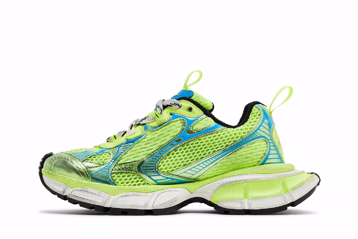 Balenciaga Women's 3XL Sneaker Worn-Out - Fluo Yellow, view 4