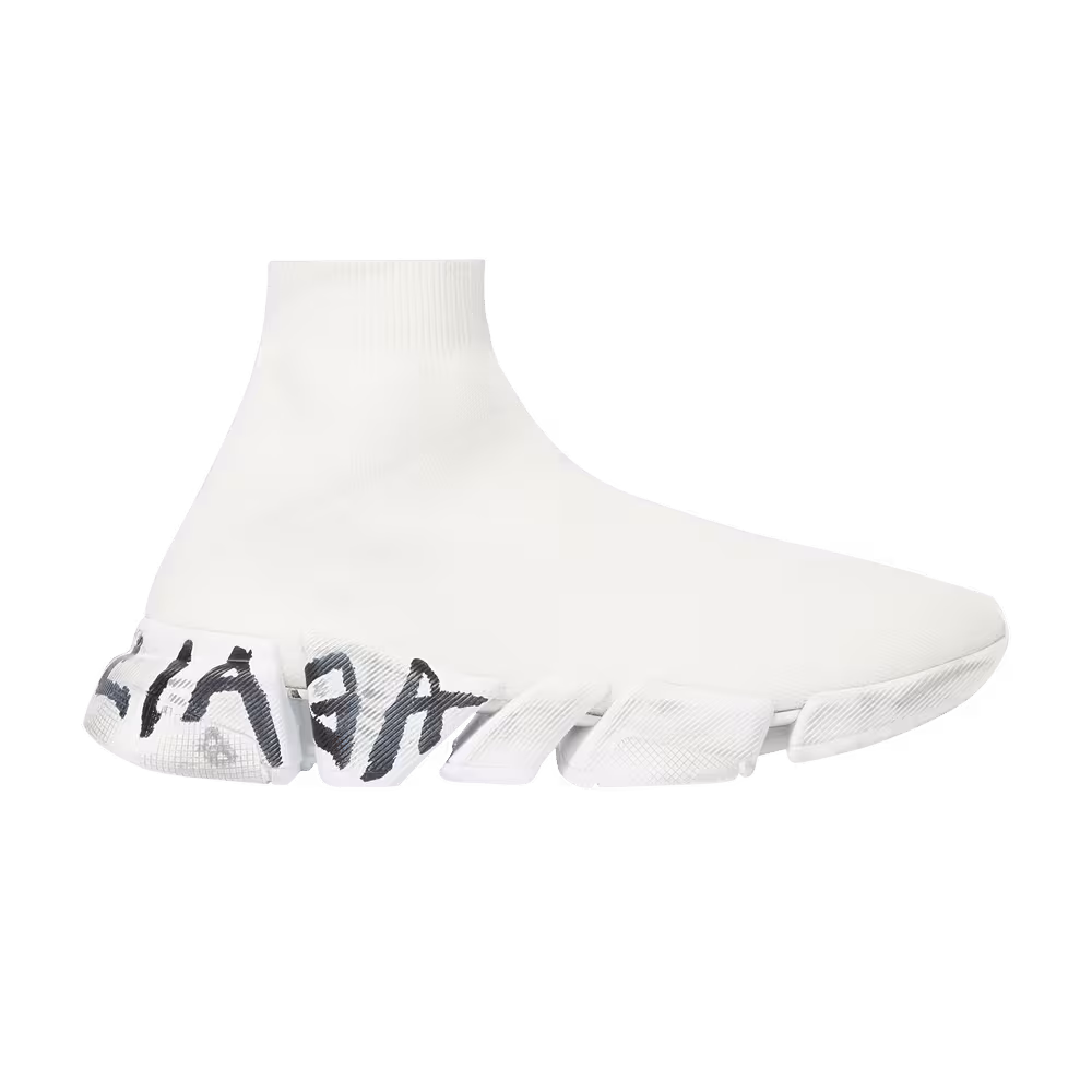 Balenciaga Women's Speed 2.0 Sneaker Worn-Out Graffiti - Eggshell