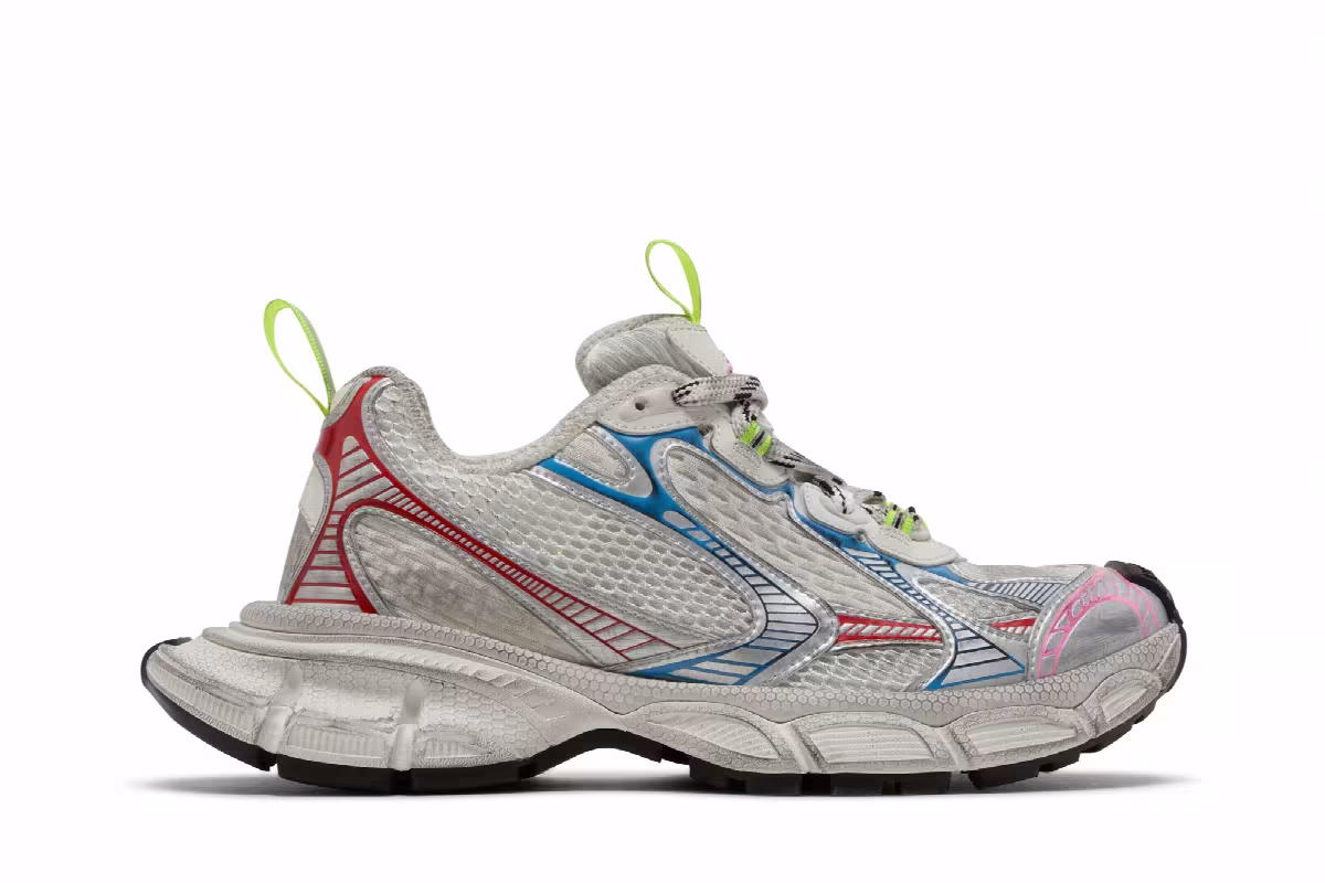 Balenciaga Women's 3XL Sneaker Worn-Out - White Blue Red, view 2