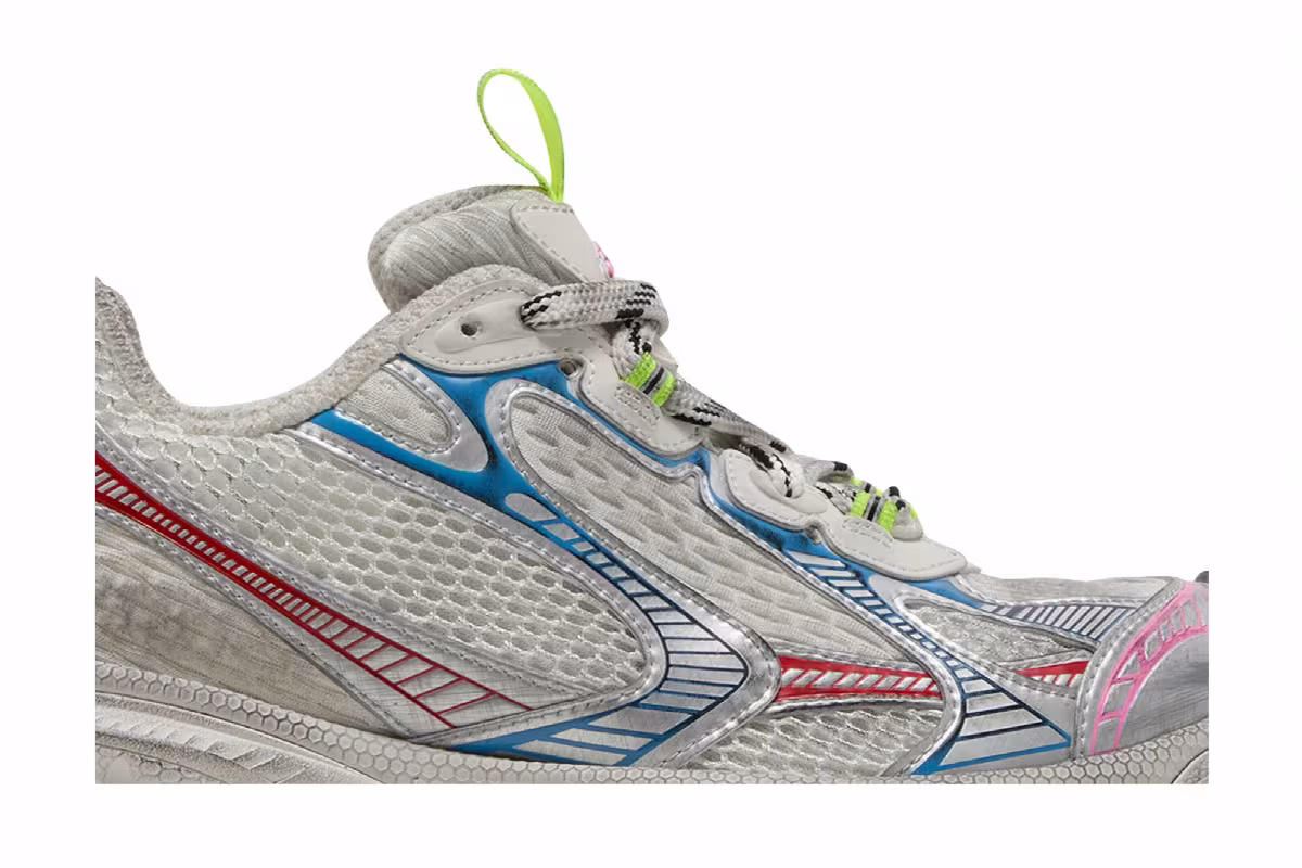 Balenciaga Women's 3XL Sneaker Worn-Out - White Blue Red, view 3