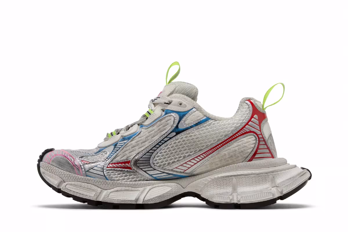 Balenciaga Women's 3XL Sneaker Worn-Out - White Blue Red, view 4