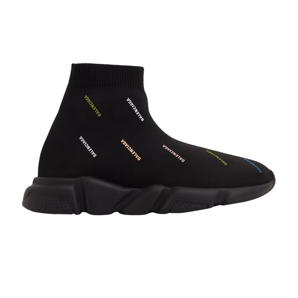 Balenciaga Speed Sneaker Kids Allover Logo - Black Multi-Color