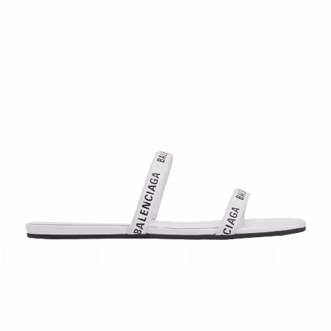 Balenciaga Wmns Round Sandal Flat 'Printed - White Black'
