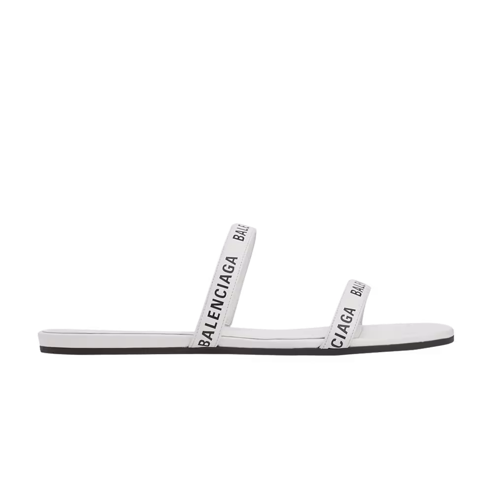 Balenciaga Women's Round Sandal Flat Printed - White Black