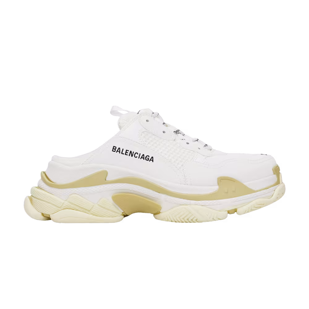 Balenciaga Women's Triple S Mule White Beige