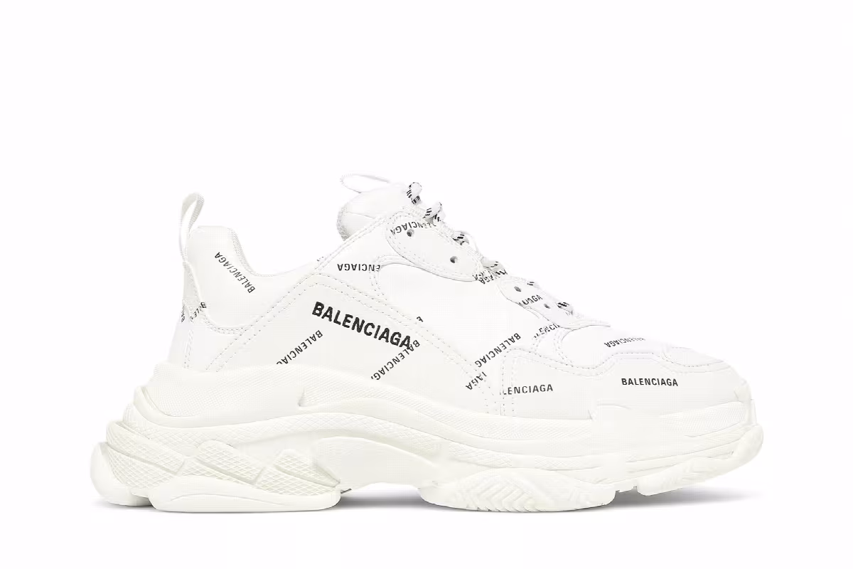 Balenciaga Triple S Sneaker Allover Logo - White, view 2