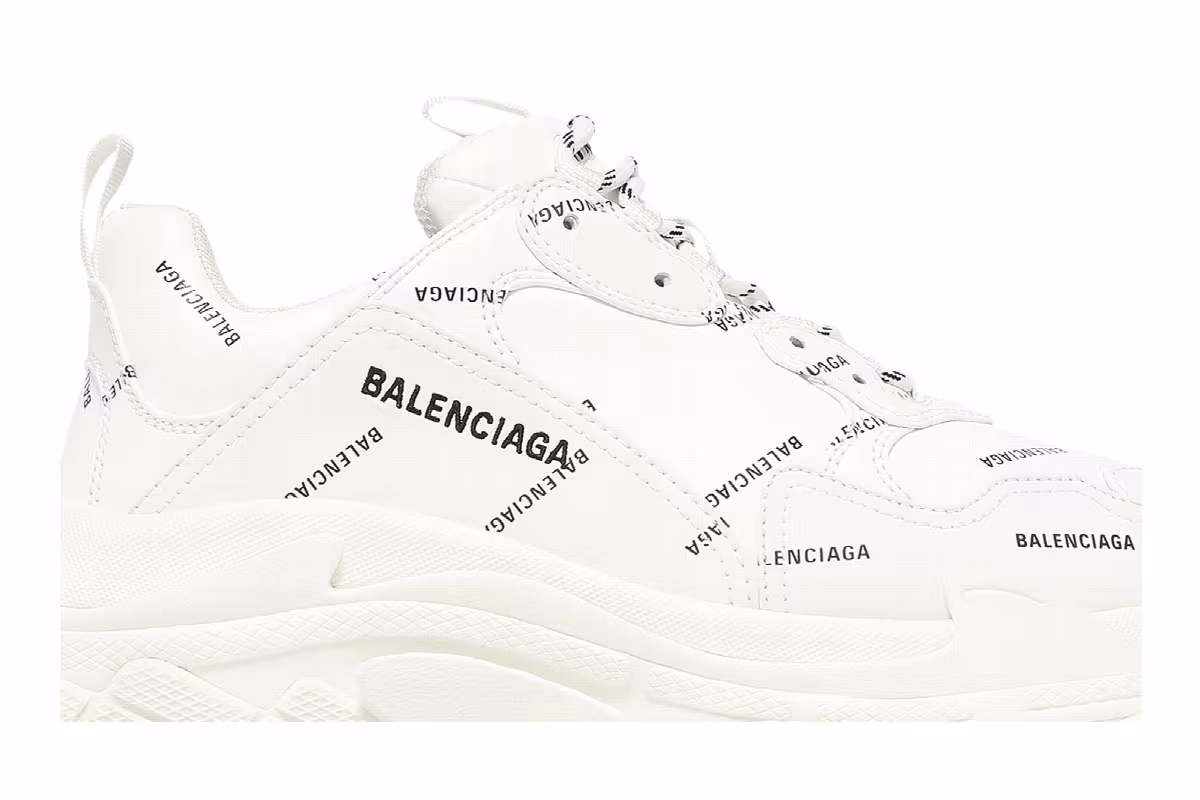 Balenciaga Triple S Sneaker Allover Logo - White, view 3