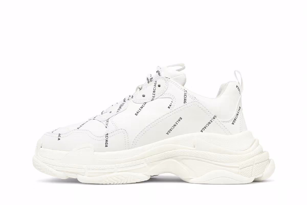 Balenciaga Triple S Sneaker Allover Logo - White, view 4