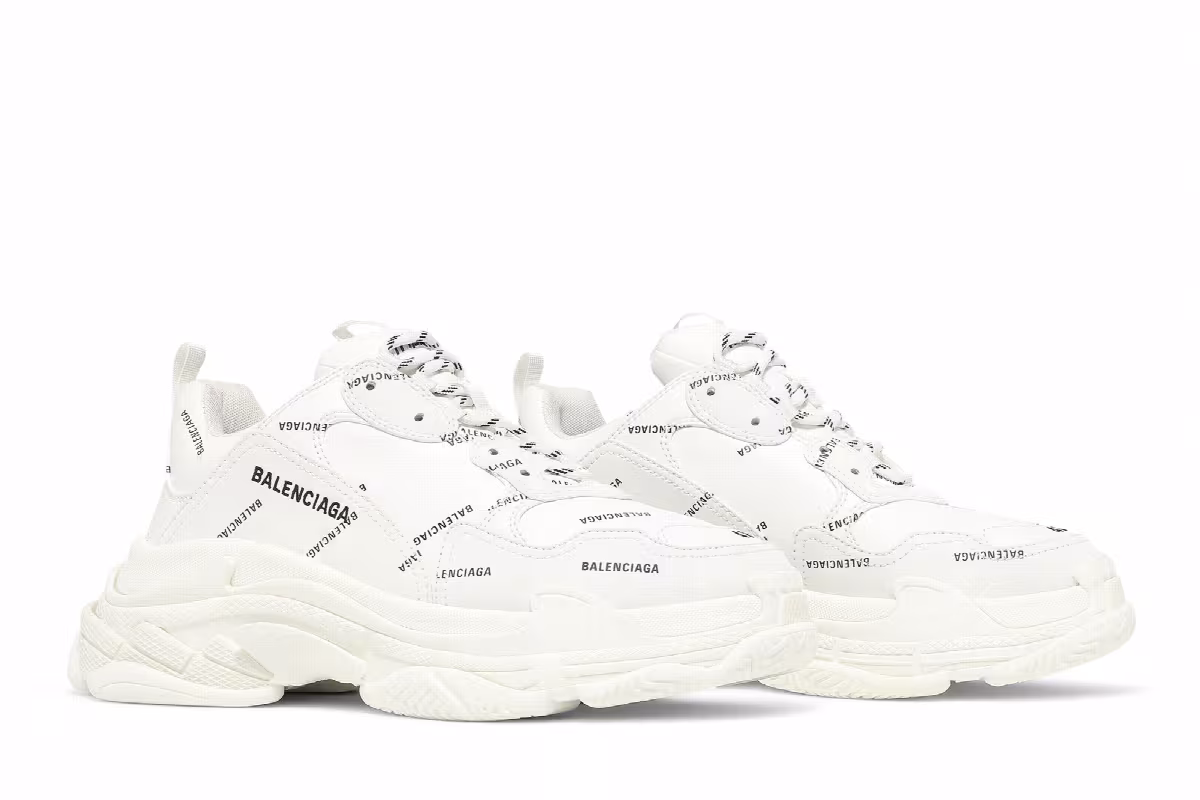 Balenciaga Triple S Sneaker Allover Logo - White, view 9