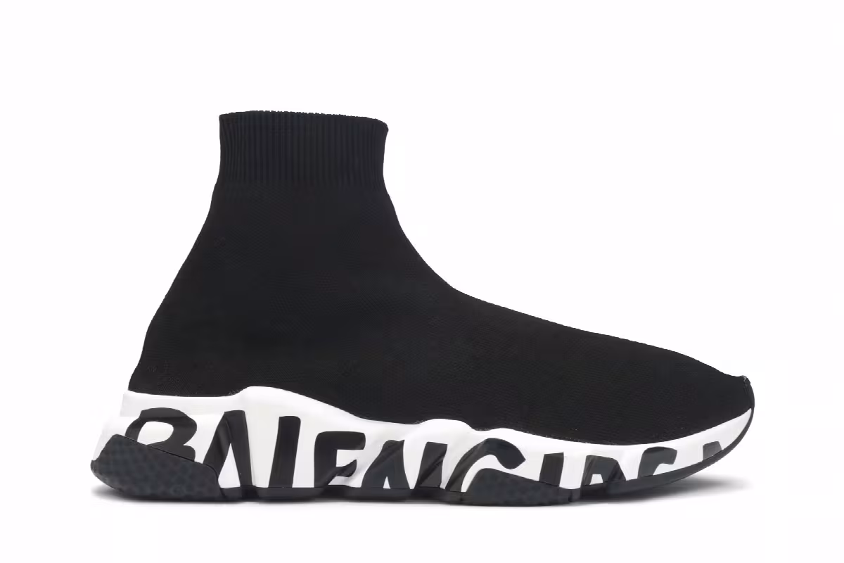 Balenciaga Speed Trainer Graffiti - Black White, view 2