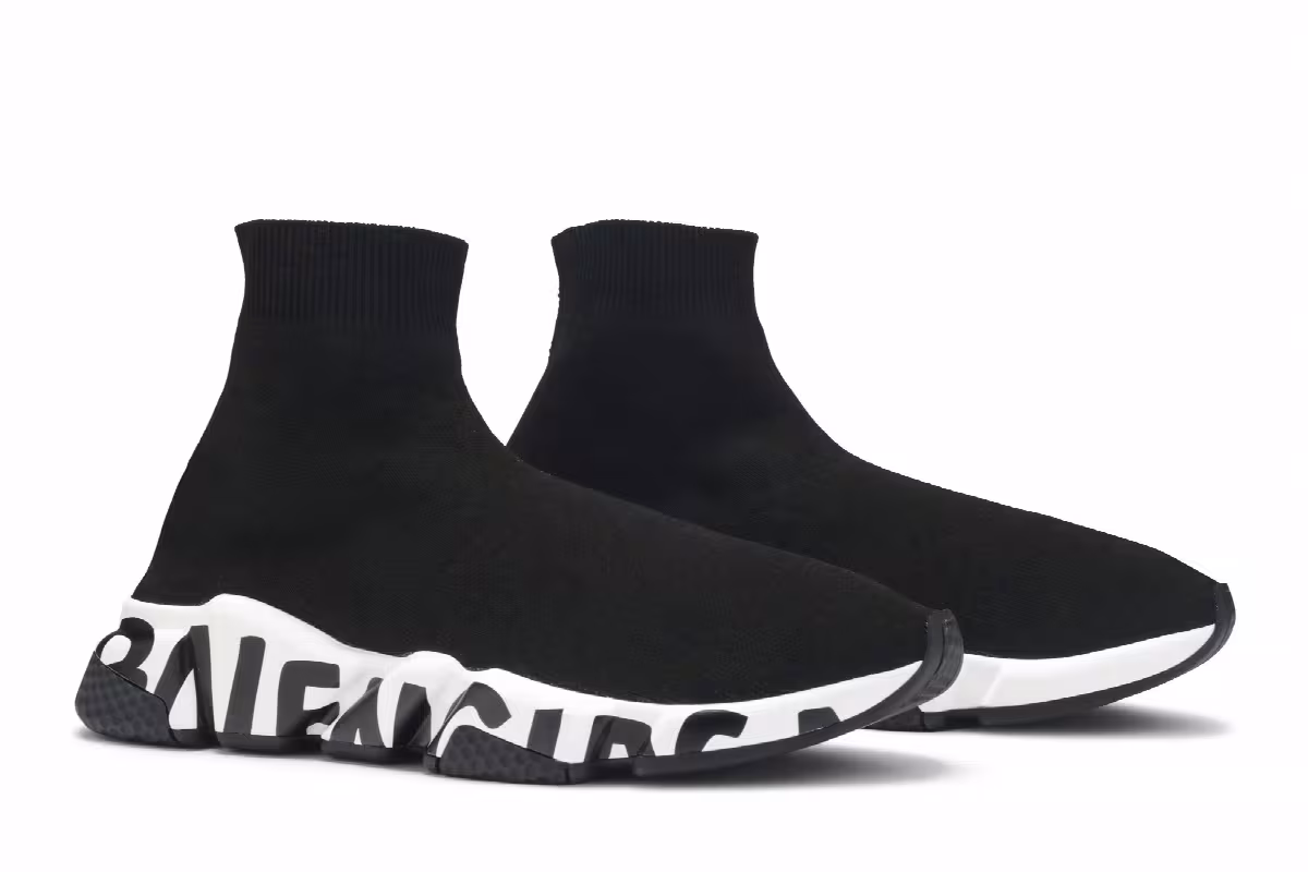 Balenciaga Speed Trainer Graffiti - Black White, view 9
