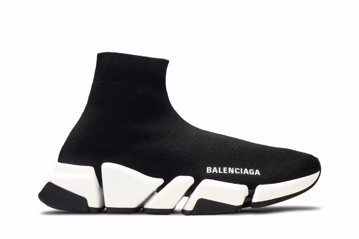 Balenciaga Women's Speed 2 Trainer Knit Black White, view 2