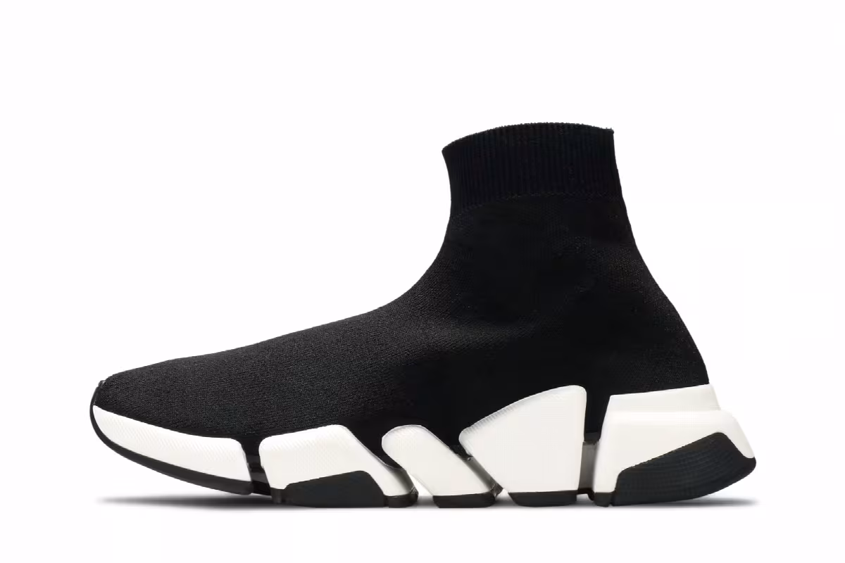 Balenciaga Women's Speed 2 Trainer Knit Black White, view 4