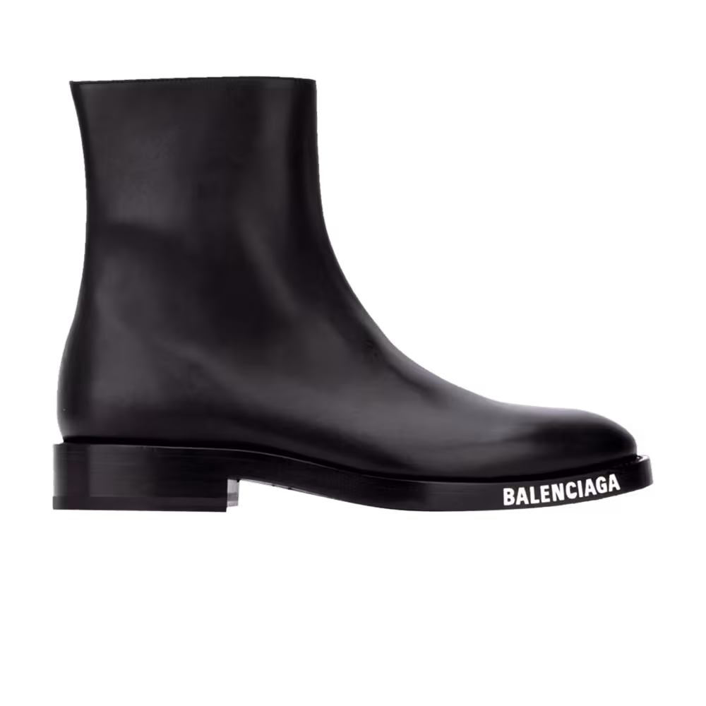 Balenciaga Logo Sole Ankle Boot Black