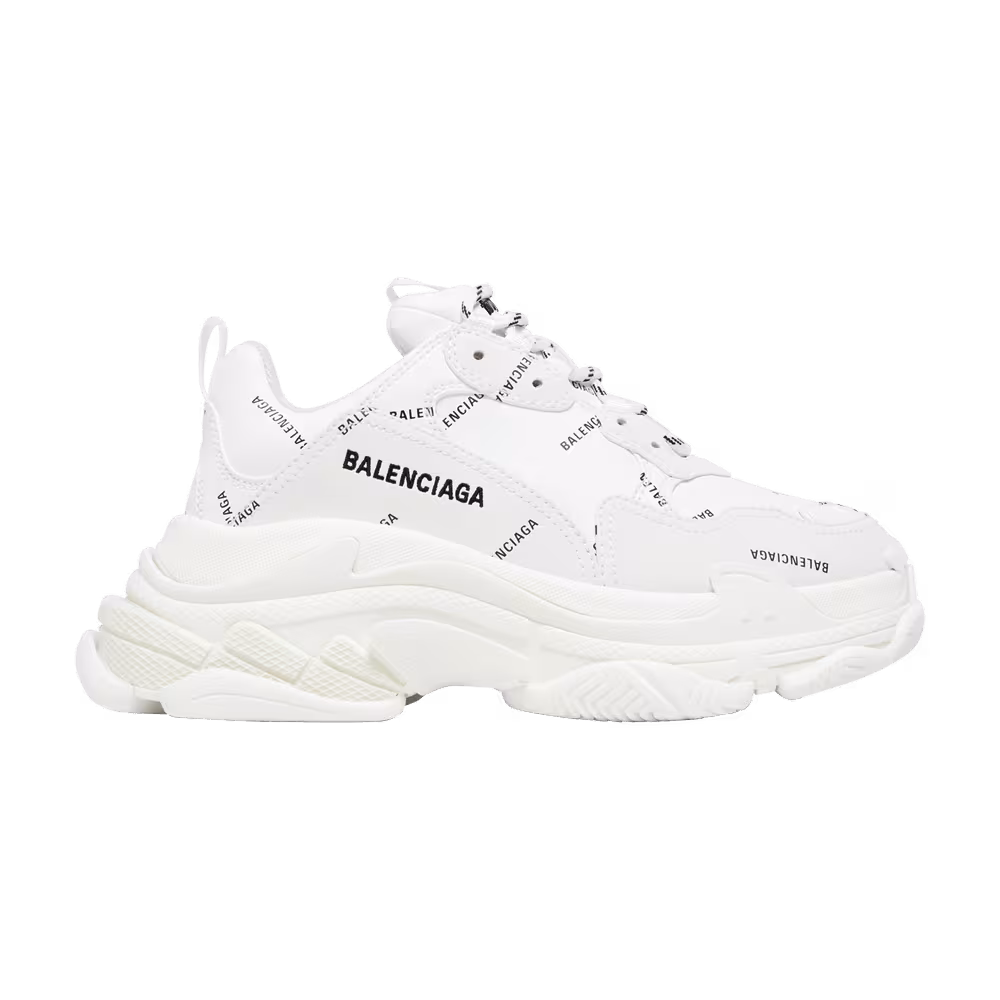 Balenciaga Women's Triple S Sneaker All Over Logo - White
