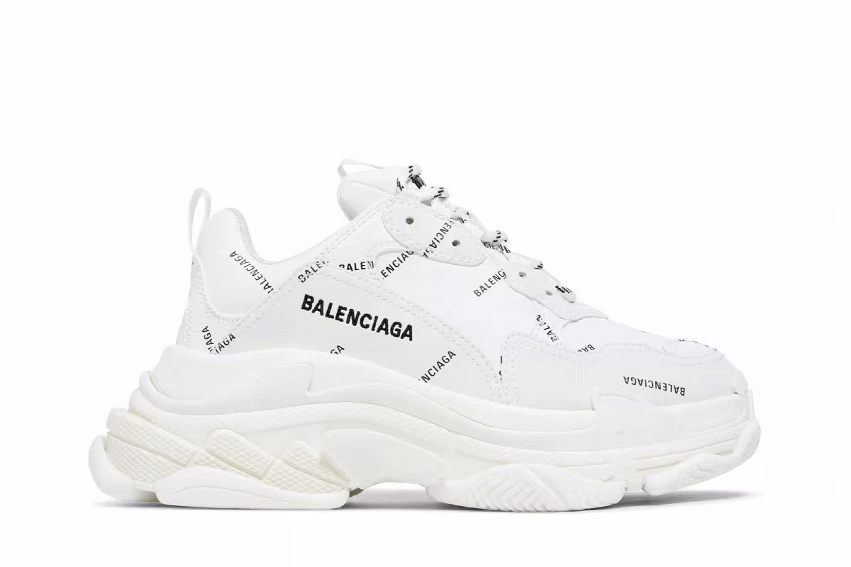 Balenciaga Women's Triple S Sneaker All Over Logo - White, view 2